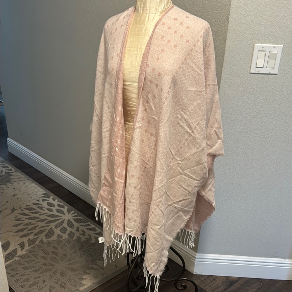 Stylish Pink and white reversible poncho